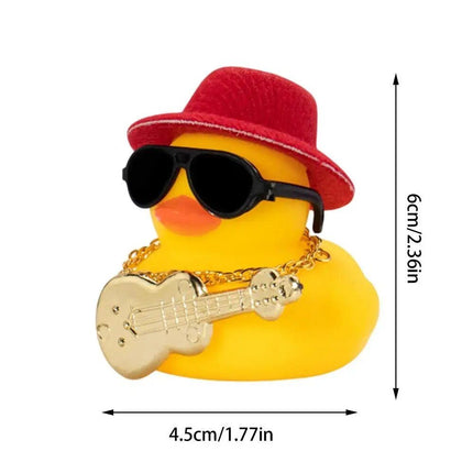 Mini Rubber Duck Car Ornaments Dashboard Interior Decor Cowboy Hat Duck With Scarf Sunglasses Kids Toys Gifts Car Accessories - Wnkrs