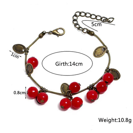 Boho Vintage Cherry Coin Bangle for Girls