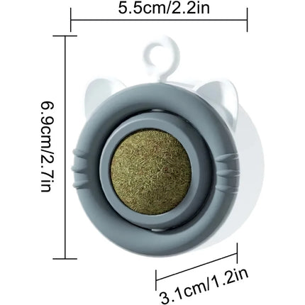 Pelota de hierba gatera giratoria: juguete para gatos que se adhiere a la pared para jugar solos y rechinar los dientes
