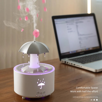 Humidificateur d'aromathérapie créatif rotatif en forme de goutte de pluie - Brume nuageuse colorée