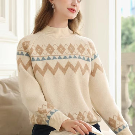 Suéter de punto suelto para mujer: jersey de manga raglán suave de invierno