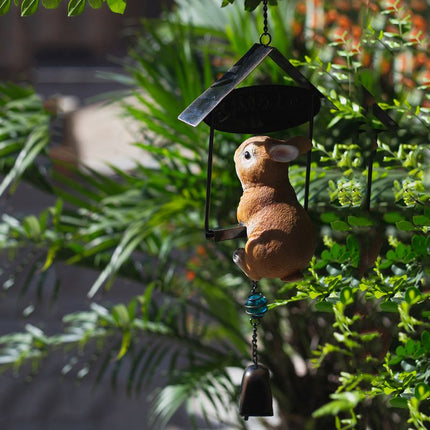 Colgante encantador de conejo para jardín: escultura de resina de animal para decoración al aire libre