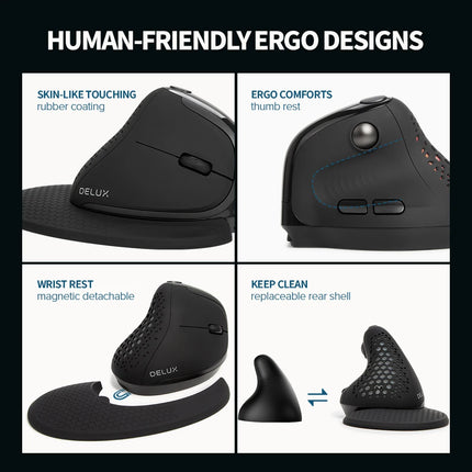 Ergonomic Vertical Mouse with OLED Display