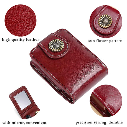 Mini trousse de maquillage portable en cuir avec miroir