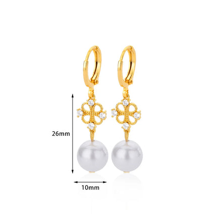 Boucles d'oreilles pendantes en imitation de perles papillon - Bijoux tendance en acier inoxydable