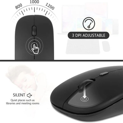 Rechargeable Wireless Mouse with Bluetooth and 2.4GHz Dual Modes