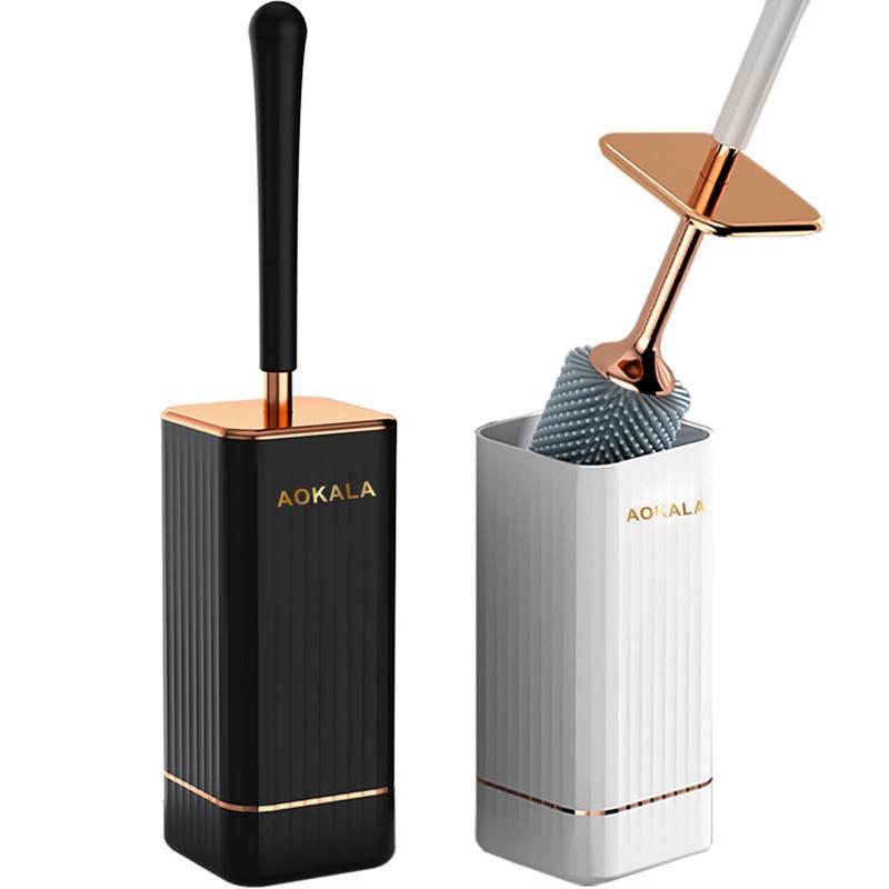 Toilet Brush and Holder Set with Rose-Gold-Tone Detail