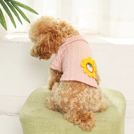 Pull tricoté confortable pour chien – Chaud, floral et mignon pour chiens et chats de petite et moyenne taille