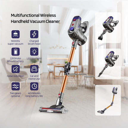 Powerful 12kPa Cordless Vacuum Cleaner with Dual Motor and LED Lights