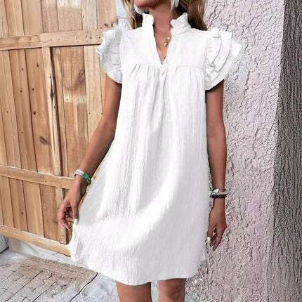 Women's Fashion Multi-layer Ruffle Sleeve V-neck Dress