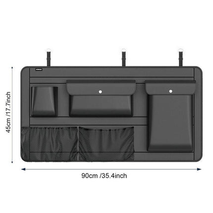 High-Capacity Leather Car Storage Organizer for Backseat & Trunk - Black - Wnkrs