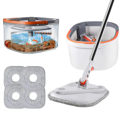 Effortless 360° Microfiber Mop with Water-Separation Bucket – No-Handwash Floor Cleaner - Wnkrs