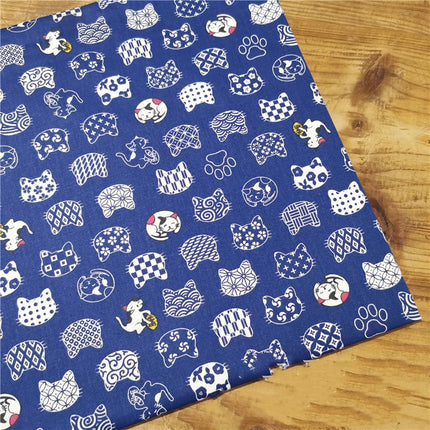 Blue Bottom Japanese Style Zephile Charm Cat Shiba Inu Cotton Twill Cloth Handmade Bag Bathrobe Pet Fabric - Wnkrs