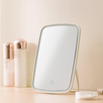 Miroir de maquillage portable à lumière LED avec écran tactile et luminosité réglable