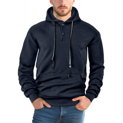 Pull-over uni décontracté à manches longues et capuche pour homme