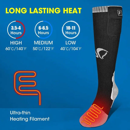 Rechargeable Thermal Electric Heated Socks with 3-Level Temperature Control for Outdoor Activities - Wnkrs