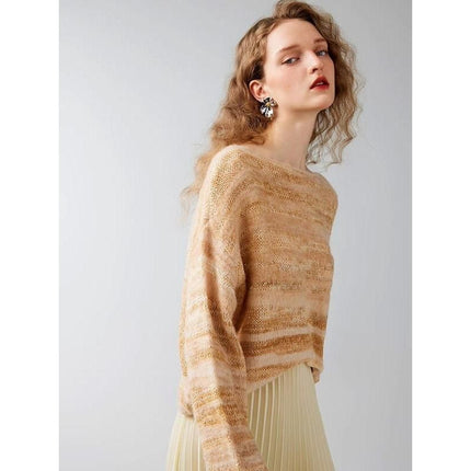 Suéter de mezcla de lana de alpaca de gran tamaño para mujer, otoño/invierno