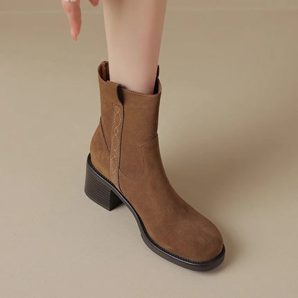 Bottines élégantes en daim pour femmes, idéales pour l'automne