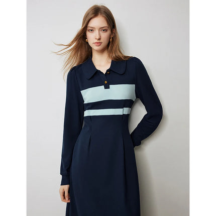 Robe décontractée à rayures avec col polo pour femme