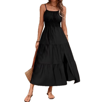 Strapless Layered Waist-cinching Solid-color Slim-fit Dress