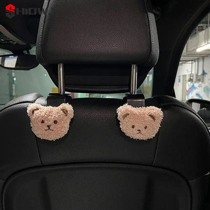 Cute Plush Bear Car Seat Back Hook with Decorative Pendant - Wnkrs