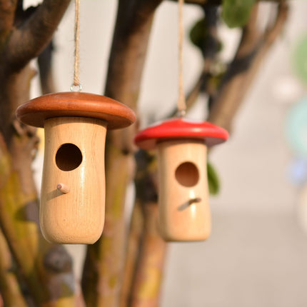 Encantador nido de colibrí de madera para jardín al aire libre