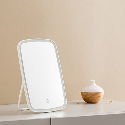 Miroir de maquillage portable à lumière LED avec écran tactile et luminosité réglable