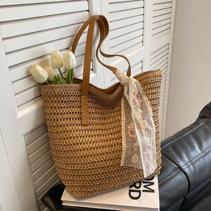 Handmade Large Woven Straw Tote Bag