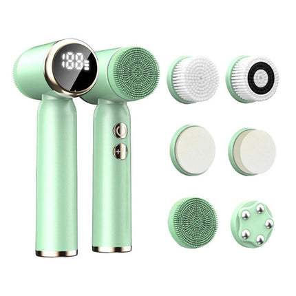 6-in-1 Ultrasonic Facial Cleanser: Electric Auto-Rotating & Waterproof Brush for Deep Pore Cleaning - Wnkrs