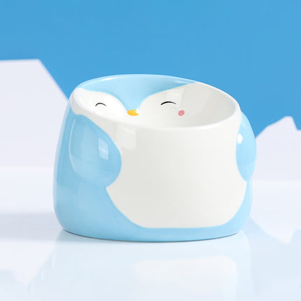 Penguin-Shaped Elevated Ceramic Pet Bowl