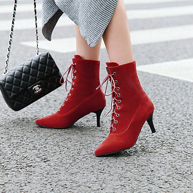 Bottines à talon aiguille et bout pointu pour femmes de grande taille