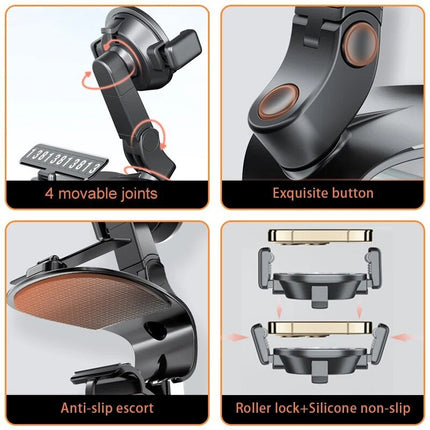 360° Rotating Universal Car Phone Holder with Multi-Placement and Anti-Slip Grip - Wnkrs