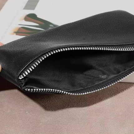 Cartera de piel auténtica para mujer con cremallera