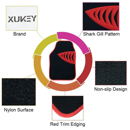 Universal Car Floor Mats with Red Trim Edging & Shark Gill Pattern - Wnkrs