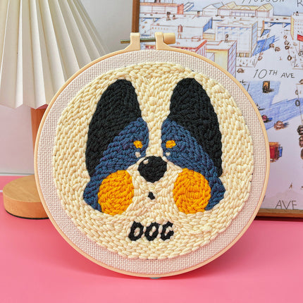 Kit de démarrage de broderie au point de poinçon avec motif de chien