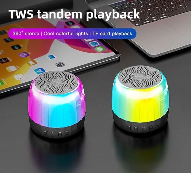 Wireless Bluetooth 5.2 Portable Outdoor Mini Speaker with RGB Lighting - Wnkrs