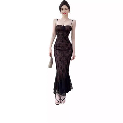 Socialite Style Lace Strap Fishtail Skirt