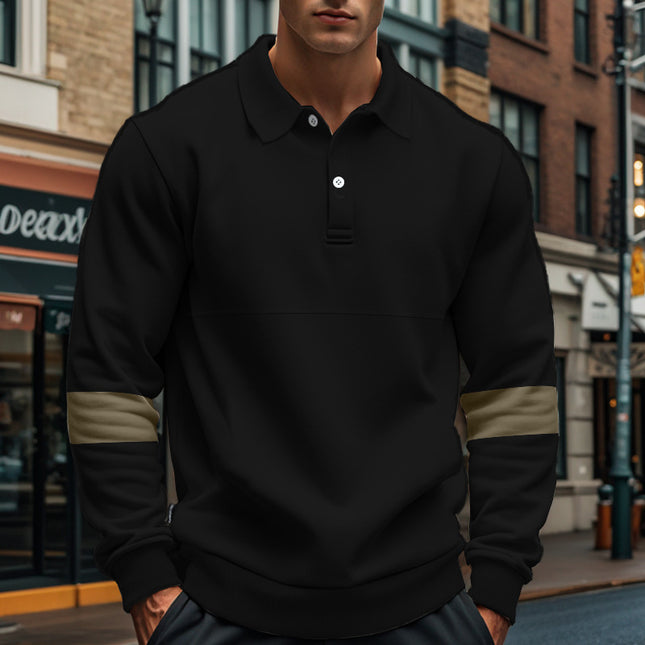 Camisa polo de manga larga con solapa y botones para hombre, estilo casual y deportivo, ideal para otoño y primavera.