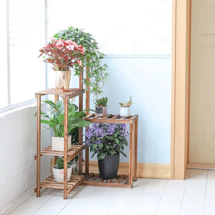 6-Tier Wooden Plant Stand for Indoor & Outdoor Display - Wnkrs