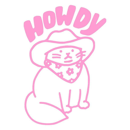 Howdy Cat Cartoon Vinyl Decal - Wnkrs