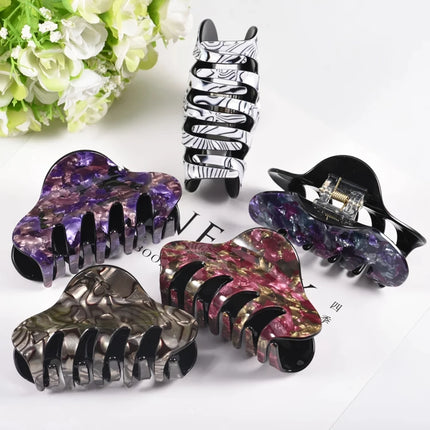 Large Floral Acrylic Hair Clips