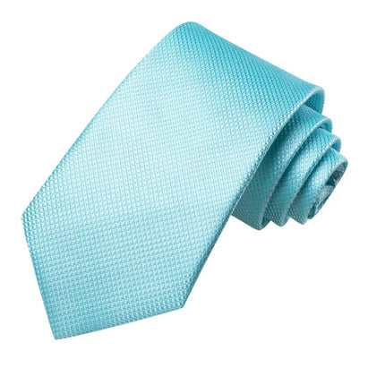 Conjunto de corbata de seda a cuadros azul pavo real de lujo para hombre con gemelos y pañuelo de bolsillo