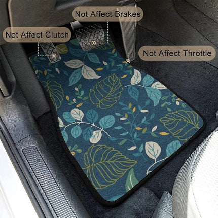 Universal Blue Floral Print Car Floor Mats Set - Wnkrs