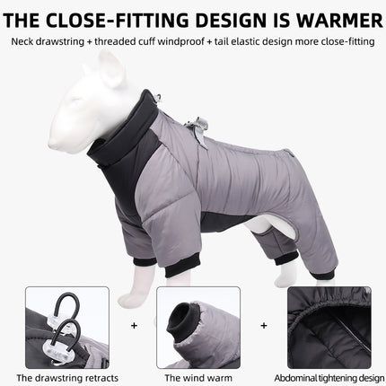 Abrigo de invierno impermeable para perros con anilla en D 