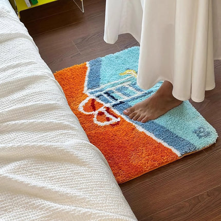 Tapis de porte touffeté doux à motif de piscine - Tapis pour chambre et salle de bain