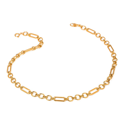 Collier trombone étanche en acier inoxydable plaqué or 18 carats pour femme