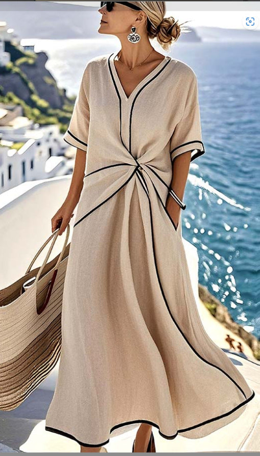 Women's Fashion Loose Striped Print Long Dress