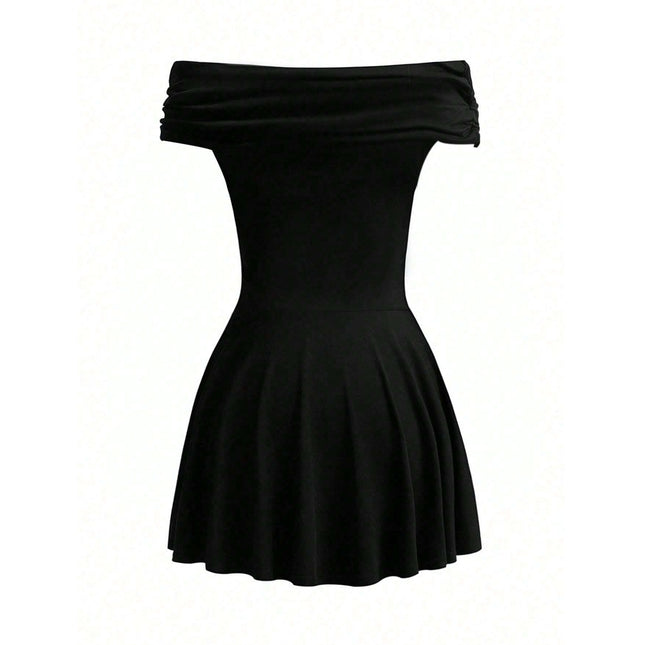 Pure Desire Style Off-shoulder Dress Off-neck High Waist Skirt Fashion Dress