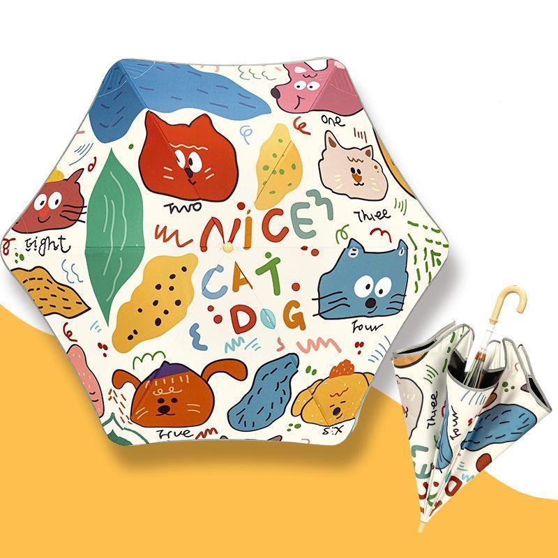 Cartoon-Print Long-Handle Umbrella