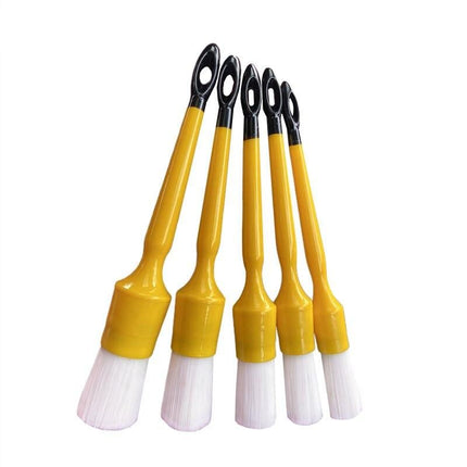 5-Piece Durable PBT White Nylon Hair Car Detailing Brush Set - Wnkrs